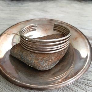 Sterling silver banded cuff bracelet